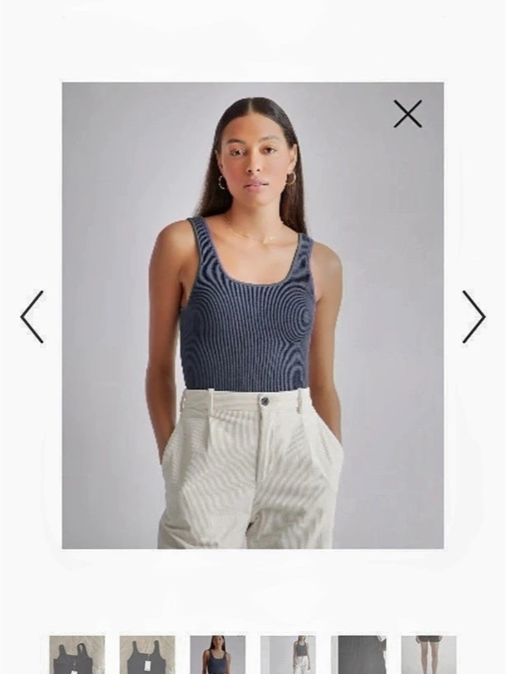 Quince Cotton Cashmere Ribbed Tank Gray Medium